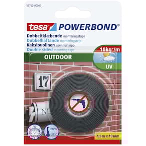 Monteringstape tesa Powerbond Outdoor, 1 kg/10 cm, 19 mm x 1,5 m