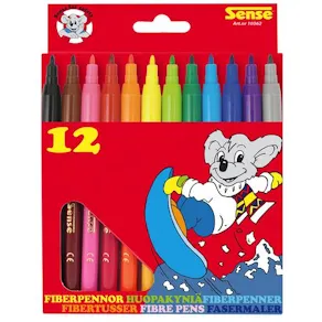 Fiberpenna, 12 färger