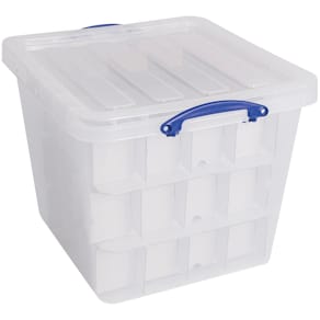 Opbergdoos Really Useful Box, 60 l, met inzetbakjes, transparant
