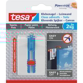 Klevende spijker Tesa Canvas, draagkracht 2 kg, behang en pleiser