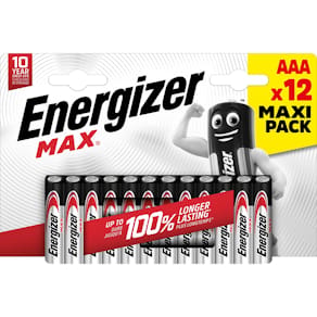 Batterijen Energizer Max, AAA, blister van 12 stuks