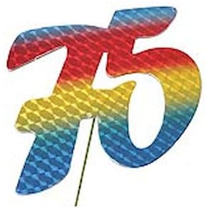 Jubiläumszahl Noname, 75, bunt, mit Draht, 8 cm