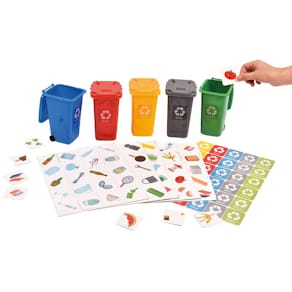 Spel Återvinningsspel med 5 soptunnor