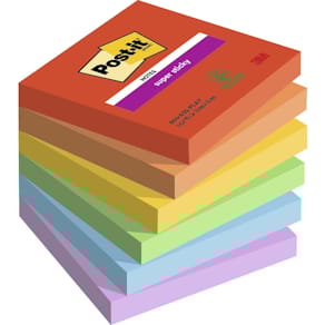 Notes Post-it Super Sticky, assorteret 76x76 mm, 12 pk