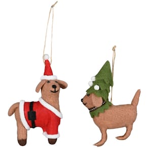 Weihnachtsanhänger Hund, Wolle, braun, sortiert