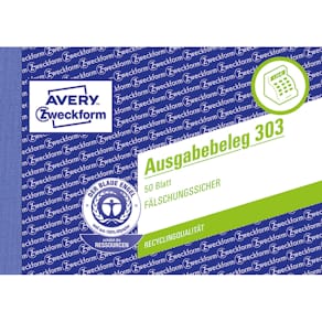 Ausgabebeleg Avery Zweckform 303, gelb, DIN A6, 50 Blatt