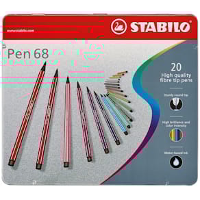 Viltstift STABILO Pen 68, metalen doos, 20 stuks, assorti