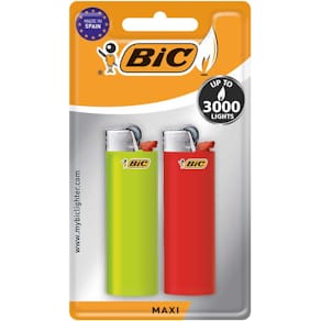 Aansteker BIC Maxi, vuursteen, blister van 2 stuks, assorti