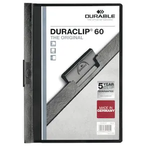 Klämmapp DURABLE Duraclip A4 Svart, 60 blad, 25st