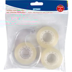 Klebefilm-Handabroller STYLEX, 18 mm x 33 m, inkl. 3 Rollen