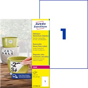 Folienetiketten Avery Zweckform, 210 x 297 mm, weiß
