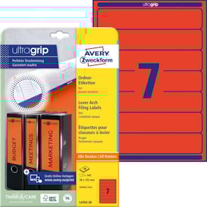 Ordneretikett Avery Zweckform schmal, 38 x 192 mm, rot