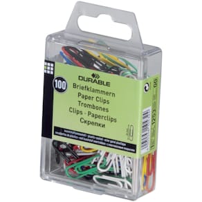 Büroklammern Durable, 26 mm, farbig sortiert, 100 Stück