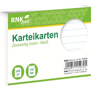 Karteikarte RNK, A7, 100 St., weiß