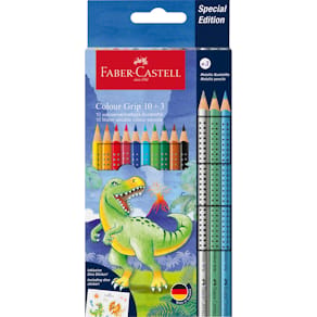 Farbstiftetui Faber-Castell Colour Grip Dino, 10+3 St.