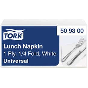 Servett TORK 1/4-vikt 1-lags vit 500/fp