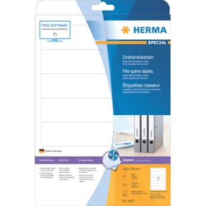 Ordneretiketten HERMA A4, schmal/kurz, weiß, 25 Blatt