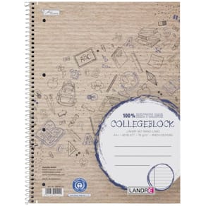 Collegeblock LANDRE A4+ Lineatur 27, 80 Blatt, recycling