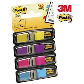 Indexfaner Post-it assorterede farver, flytbare, 140 stk