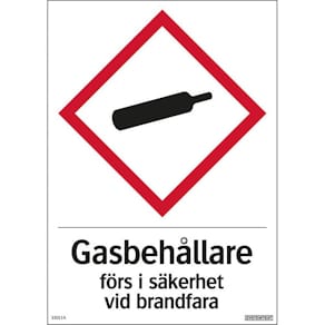 Skylt Gasbehållare plast 210x297mm