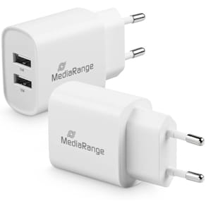 Steckdosenladegerät MediaRange, 2x USB-A, weiß