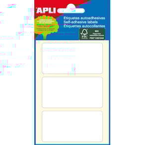 Etiketten Apli, wit, 34 x 67 mm, 18 stuks, 3 per blad