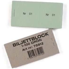 Biljettblock 1-100 grön