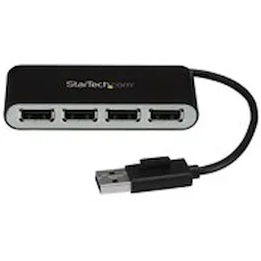Startech Bärbar USB 2.0-hubb med 4 portar och inbyggd kabel