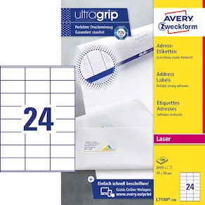 Etikett AVERY Laser 70x36mm 2400/fp