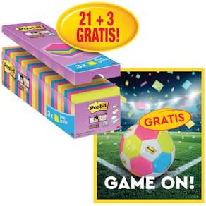 Sticky notes Post-it Super Sticky, 76x76, 90 vel, 21+3 +voetbal