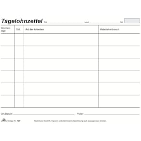 Tagelohnblock RNK, A5, 100 Blatt