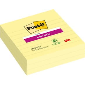 Haftnotizblock Post-it Super Sticky Notes, liniert, gelb, 3 Stück
