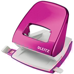Perforator Leitz WOW, 30 blad, roze, op blister