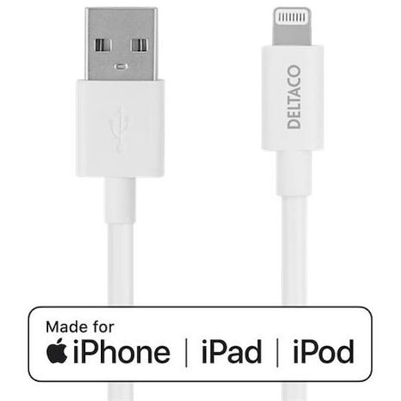 Kabel DELTACO USB-A til Lightning, 2m