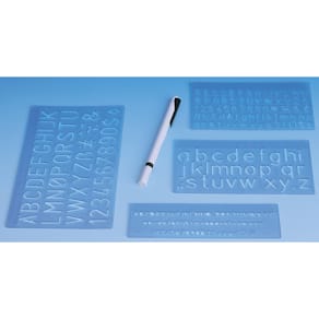 Schablonenset WEDO, 4 Stück, blau transparent, Schrift 5/10/20 mm