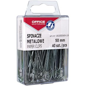 Papierklemmen Office Products, 50 mm, metaal, ophangdoos 40 stuks