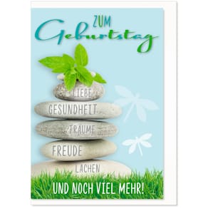 Geburtstagskarte KOMMA³, sortiert, mit Umschlag, witzig