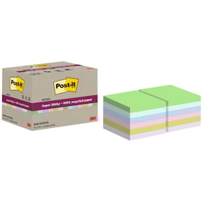 Haftnotizen Post-it Super Sticky Recycled, 12 x 70 Blatt, farbig