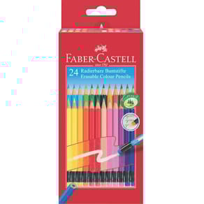 Farbstifte Faber-Castell, 24 St., mit Radierer, sortiert