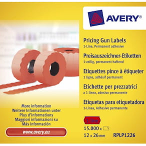 Prisetiketter Avery 26x12 mm rød, 1 linje, rulle 1500