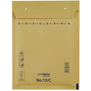 Boblekuvert 13/C brun, 170x225 mm peel & seal, kort side, 100 stk