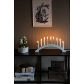 Elljusstake 9 ljus 49x26cm trä vit