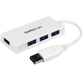 Startech Bärbar SuperSpeed mini USB 3.0-hubb med 4 portar - Vit