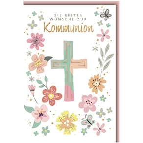 Kommunionskarte Noname, bunt, 11,5 x 17 cm, mit Umschlag