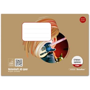 Notenheft Staufen Style, A5 quer, 8 Blatt, 6 Systeme