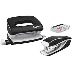Locher- und Heftgerät-Set Leitz NeXXt WOW, metallic schwarz