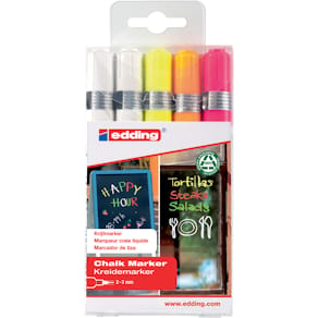 Kreidemarker edding 4095/5S, 5 St., neon sortiert