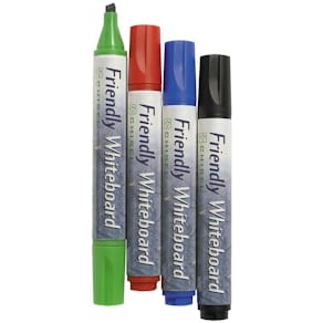 Whiteboardpenna FRIENDLY, 4 färger, sned, 4-set