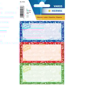 Buchetikett HERMA Cool School, sortiert, 3 Blatt (9 Etiketten)