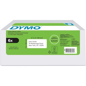 Etiketten Dymo LabelWriter, 25 x 54 mm, wit, doos 6 x 500